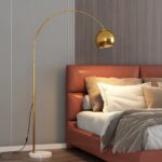 Modern Gold Arc Floor Lamp – Marble Base - Image 3
