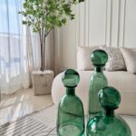 Green Glass Bottle Trio