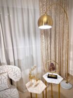 Modern Gold Arc Floor Lamp – Marble Base - Image 2