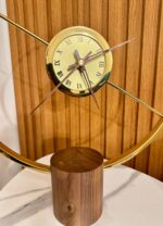 Golden Arc Desk Clock – Wood Base - Image 2