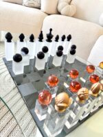 Luxury Crystal Chess Set – Bronze & Black - Image 2